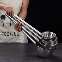 35/45/65cm 304 Food Grade Stainless Steel Ladle Congee Spoon Canteen Restaurant Long Handle Water Spoon Used
