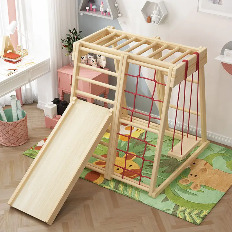 Children's Climbing Frame Slide Indoor Solid Wood Baby Swing Combination