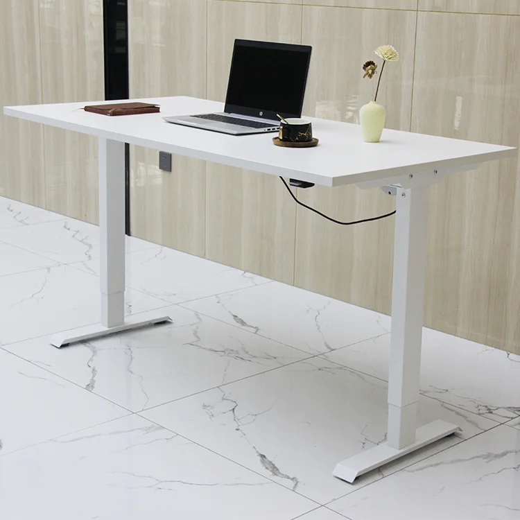 Round Leg Single Motor Height Adjustable Electric Motorized Standing Desk