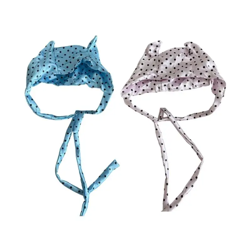 

A52E Lovely Dotted Devil Horn Cap Soft Breathable Cosplay Anime Pullover Hat for Wome