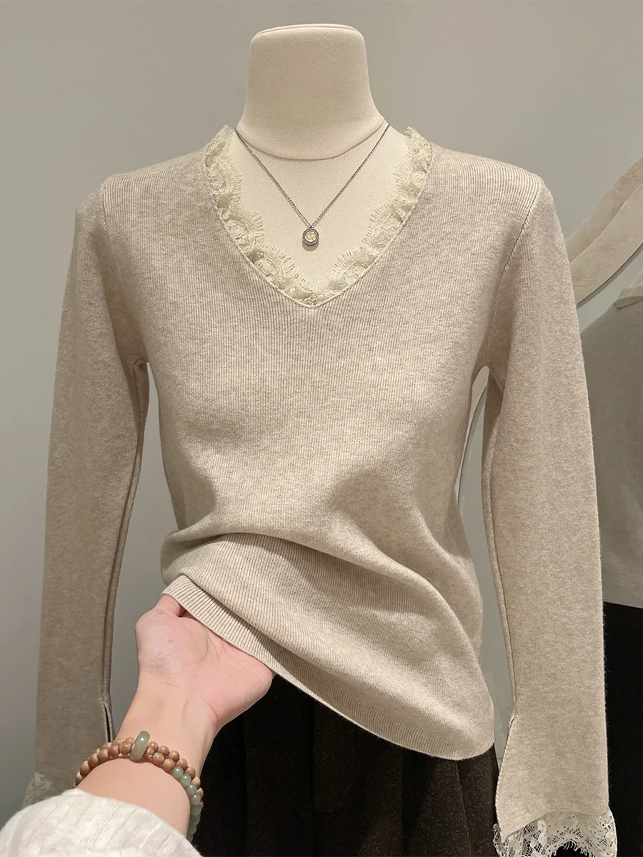 

Свитера Джемперы Пуловеры Женские кашемировые вязаные шерстяные необработанные края средней длины в западном стиле Однотонные пастушки Фронtier Outdoor Country