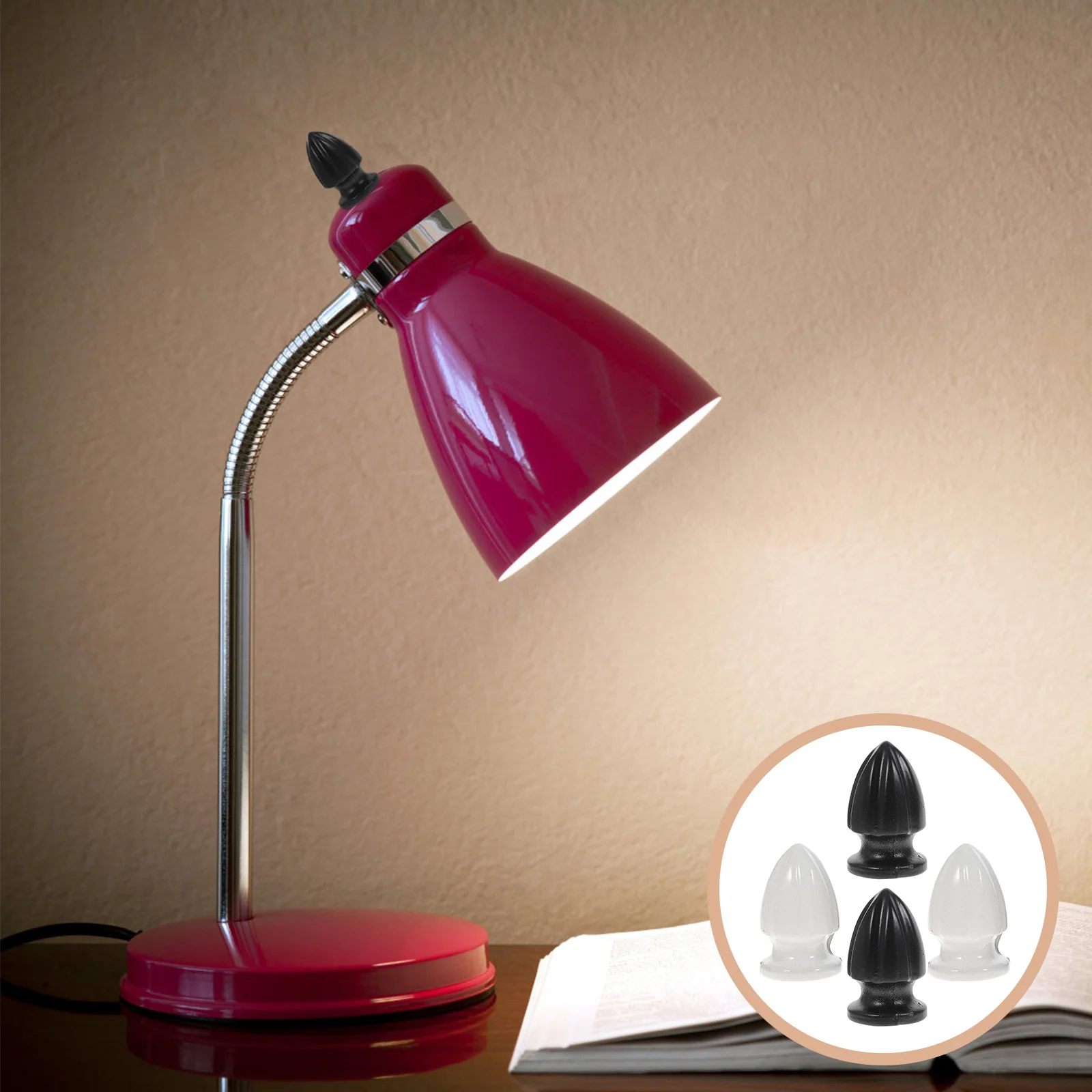 

4 Pcs Table Lamp Screw Cap Lamps Desk Decoration Nut Finials Caps Tapped Solid Metal for Shade