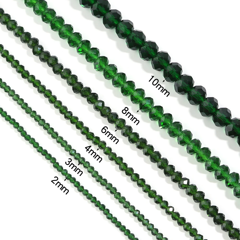 1 Strand 3/4/6/8/10mm Deep Green Transparent Faceted Crystal Glass Beads For Jewelry Making Loose Beads DIY Bracelets Necklace