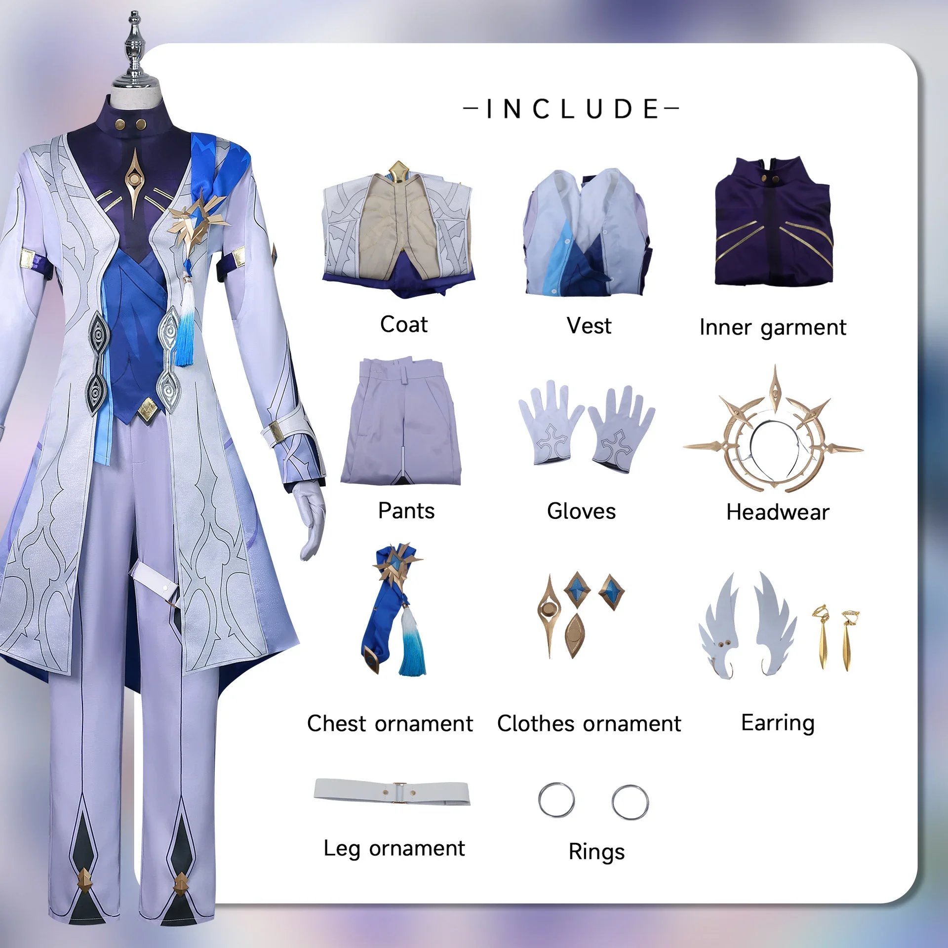 Game Honkai: Star Rail Sunday Cosplay Costume Adult Men Uniform Coat Full Set Accessory Formal Suit Halloween Carnival Outfits