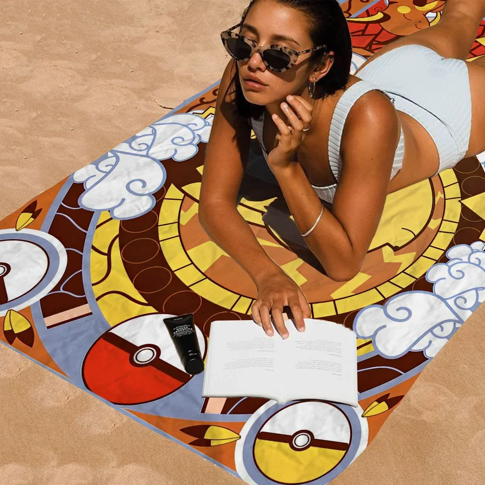 Japanese P-PokemonS Anime P-Pikachu  Towel Microfiber Beach Towel Absorbent Quick dry Soft Yoga Resort Mountain Climbing