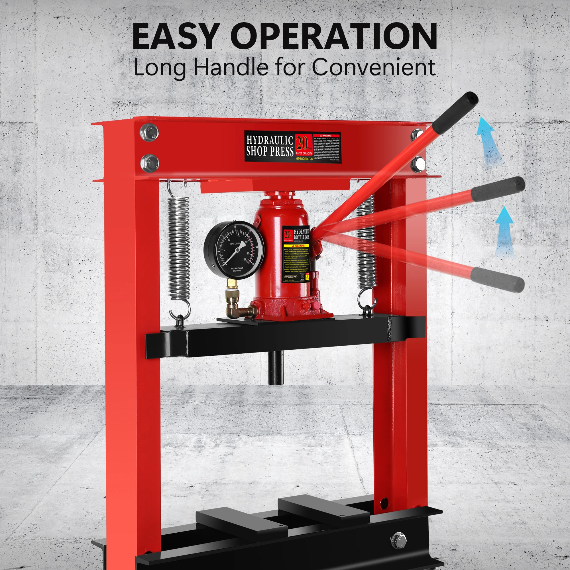 Hydraulic Press 20 Ton Hydraulic Shop Press H-Frame Garage Floor Adjustable Shop Press with Plates