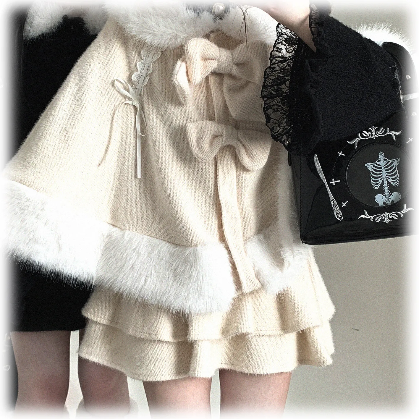 الألغام اليابانية لوليتا مقنعين عباءة للنساء الفتيات لطيف القوس الحلو الوردي العباءات السيدات الرؤوس Y2k سترة قصيرة شتاء جديد 2025