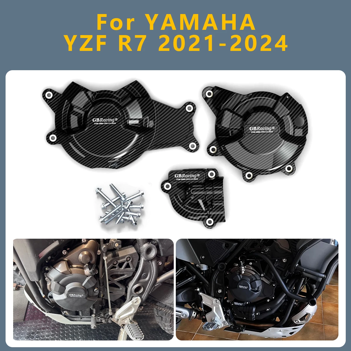 

Motorcycle Engine Cover Clutch Cover Protection Set Accessories For YAMAHA YZF R7 2024 2023 2022 2021 YZFR7 YZF-R7