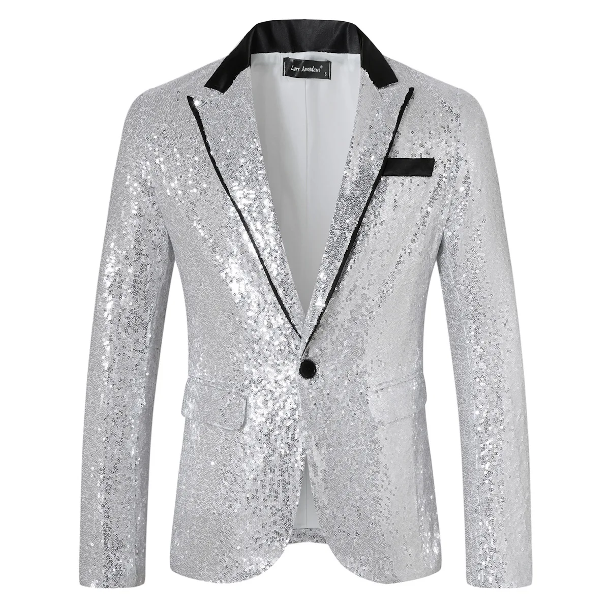 

White iny Disco Single-Button Suit Jaet Trendy M Singer Stage Performance Bar Disco Dr Code Stand Fit Youthwear