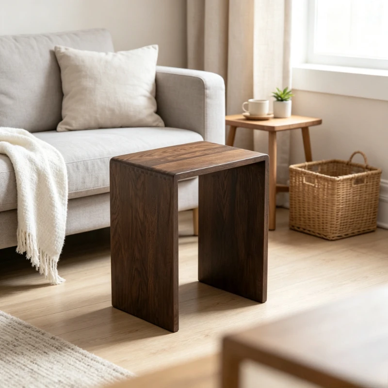 Pure Timber Oak Vanity Stool Japanese Simple Seat Mortise Tenon Solid Hard Texture Walnut Shade Anti Scratch Corrosion Resistant