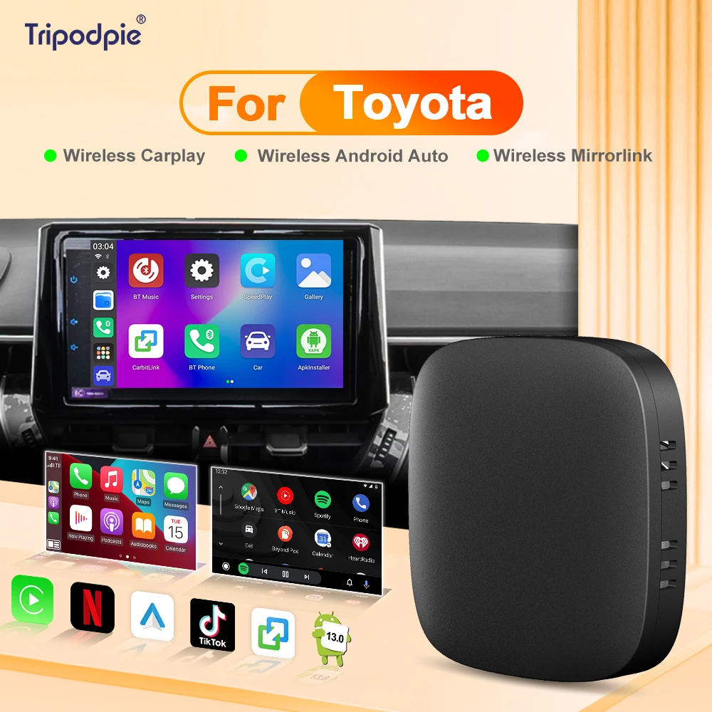 

2024 CarPlay Ai Box Wireless CarPlay Android Auto для Netflix Youtube для Toyota Aygo 86 Yaris GR86 Mirai Aygo X bZ4X GR Corolla