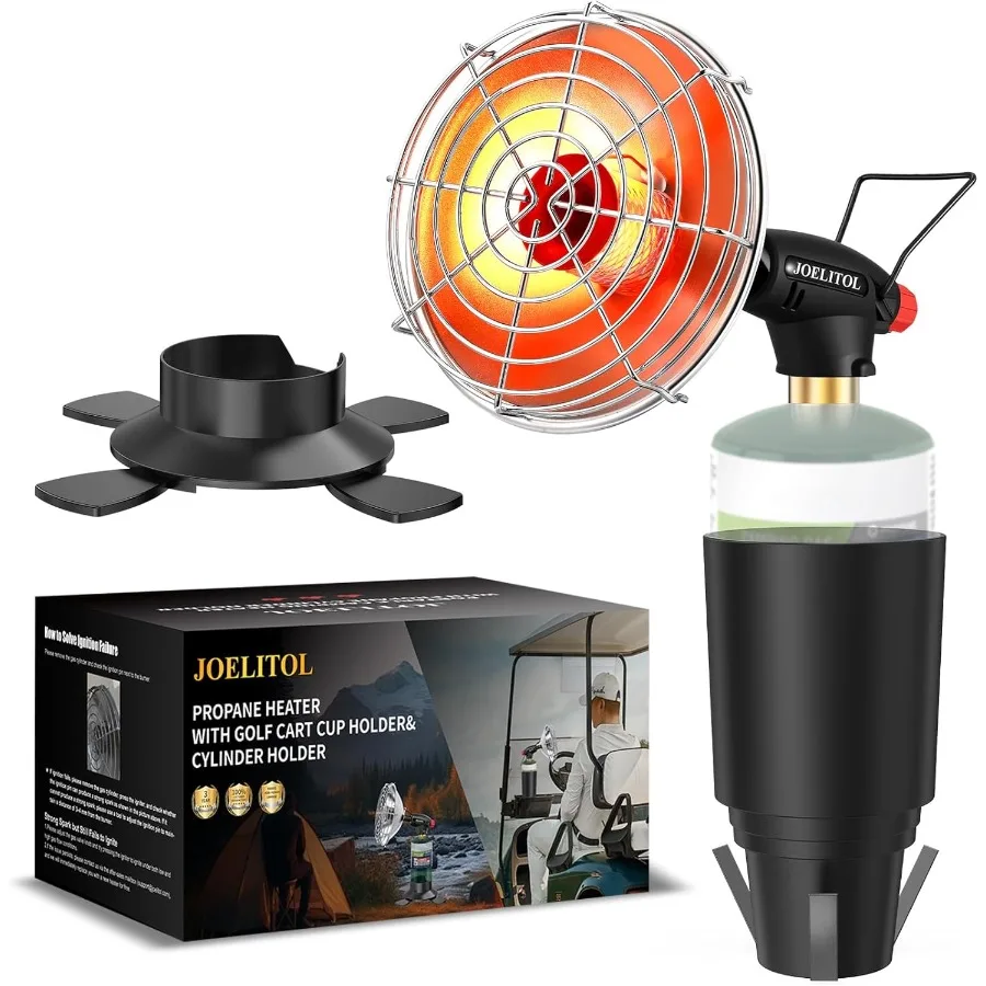 Golf Cart Heater 9200BTU 2 in 1 Portable Propane Heater with Self Ignition Golf Cart Cup HolderandCylinder Base for EZGO Yamaha