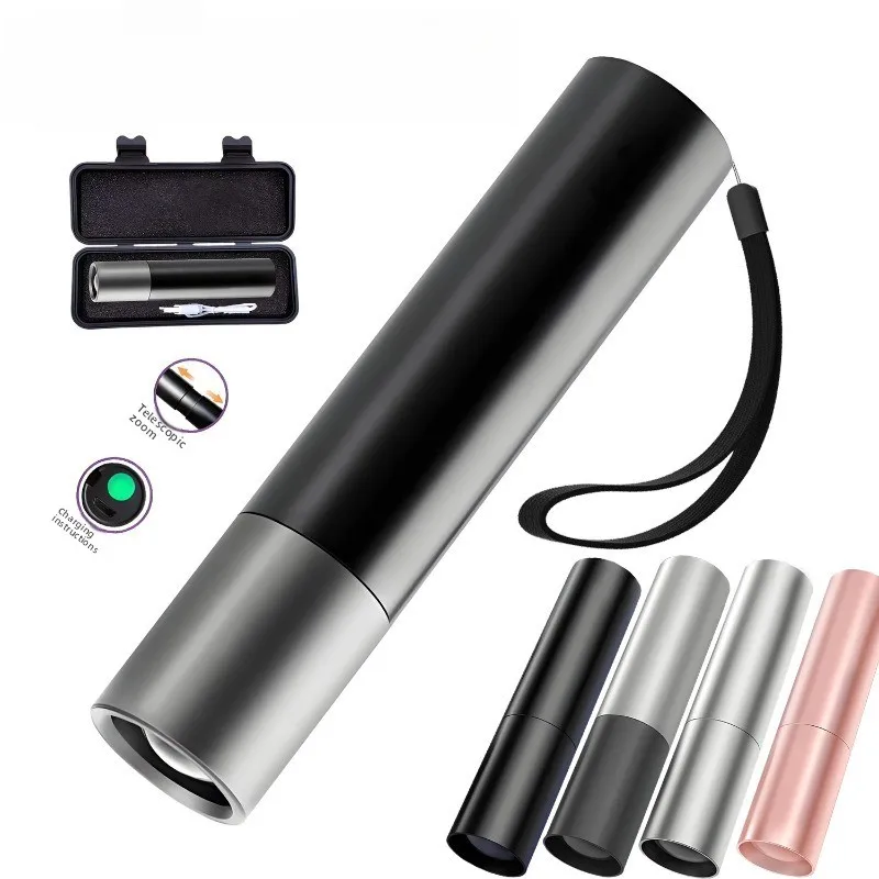 Mini LED Flashlight Strong Light Rechargeable Portable Long Range Protective Home Emergency Lamp