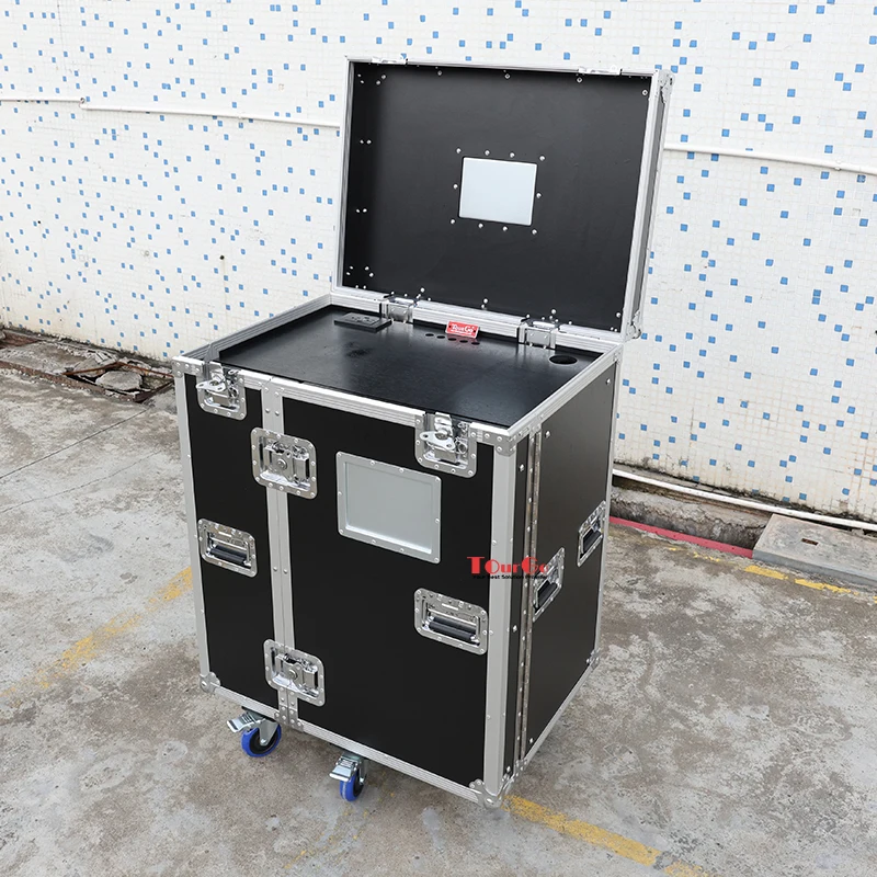 Customized Black 5 Drawer Backline Tool Flight case With 3u Rack Space and Power Socket