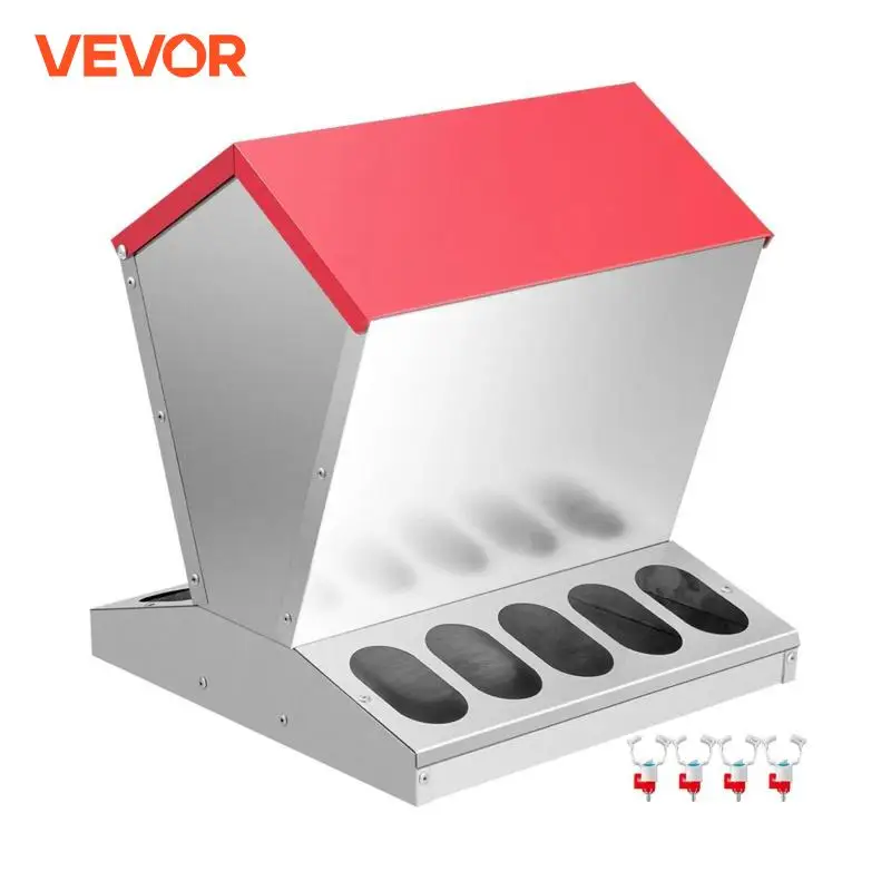 VEVOR  Sturdy Galvanized Steel Poultry Feeder Premium Chicken Feeder No Waste 11.5/25/30/50lbs Metal Feeder for Chickens Quails