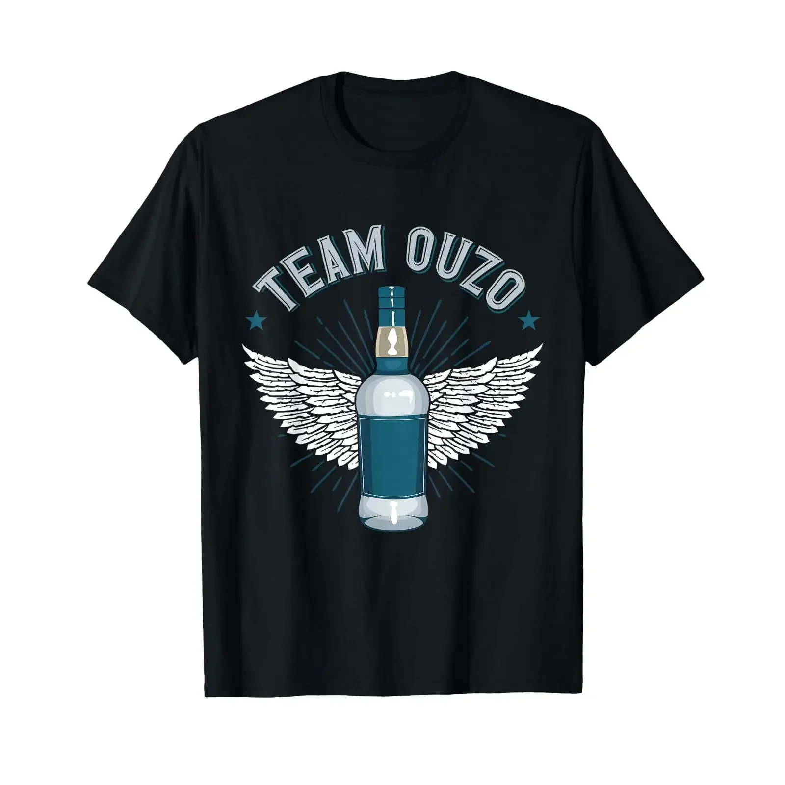 Ouzo Greece Schnapps Team T Shirt black vintage Washed Stylish Soft Unisex Slightly Breathable Casual graphic Comfortable