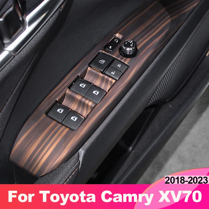 

Car Accessories For Toyota Camry Xv70 2018-2021 2022 2023 Hybrid Window Glass Lift Switch Panel Armrest Cover Stickers Adornment