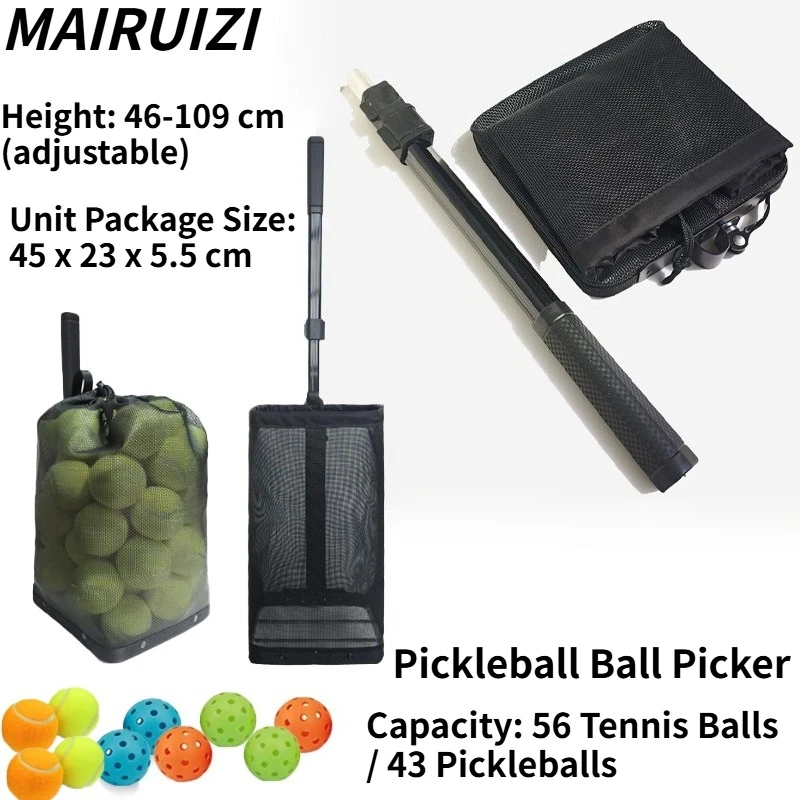 mairuizi-pickleball-tennis-ball-picker-retriever-no-bend-portable-collector-56-tennis-43-pickleball-adjustable-46-109cm-training