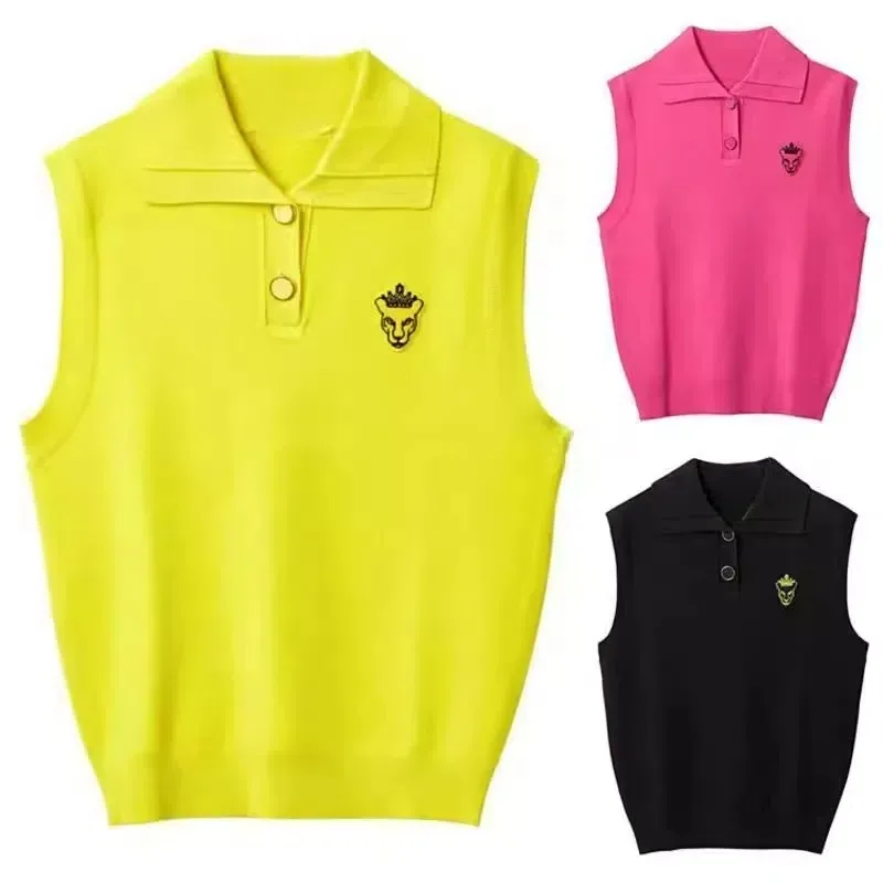 Golf women's lapel knitted vest 24 new sleeveless vest, high-quality World Bank Golf sports women's top knitted vest