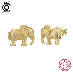 ORSA JEWELS Fashion 925 Silver Lovely Elephant Stud Earrings for Women Small Animal Ear Stud Vintage Ear Piercing Jewelry SE404