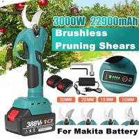 4 Gears Brushless Electric Pruning Shear 30mm Cordless Pruner with Two 22900mAh Battery Rechargeable Tool For Makita 18V Battery