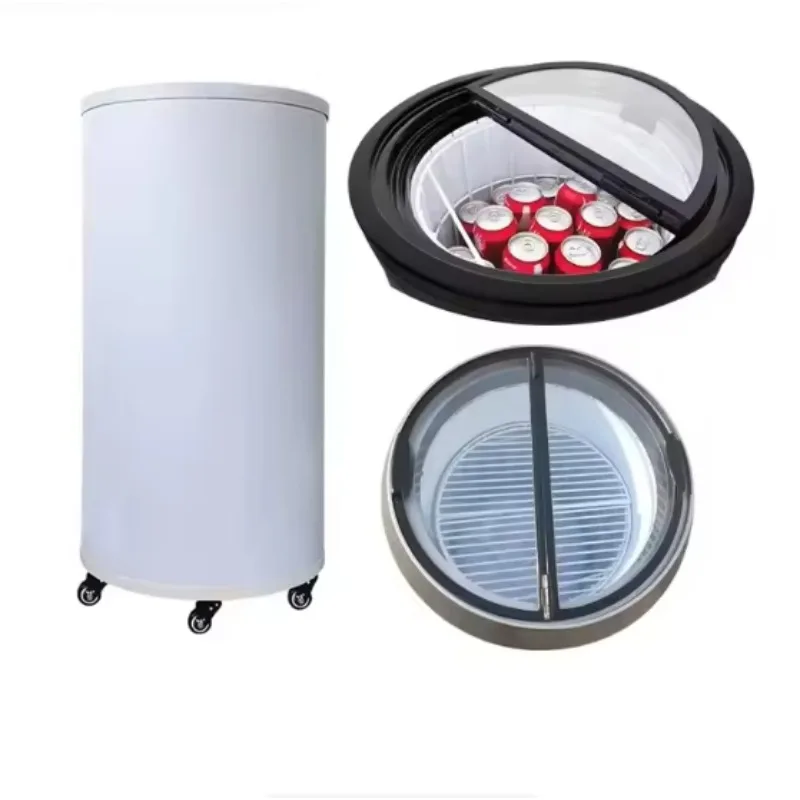 Customized sticker 65L commercial beverage refrigerator, black drum refrigerator with wheels, single temperature type