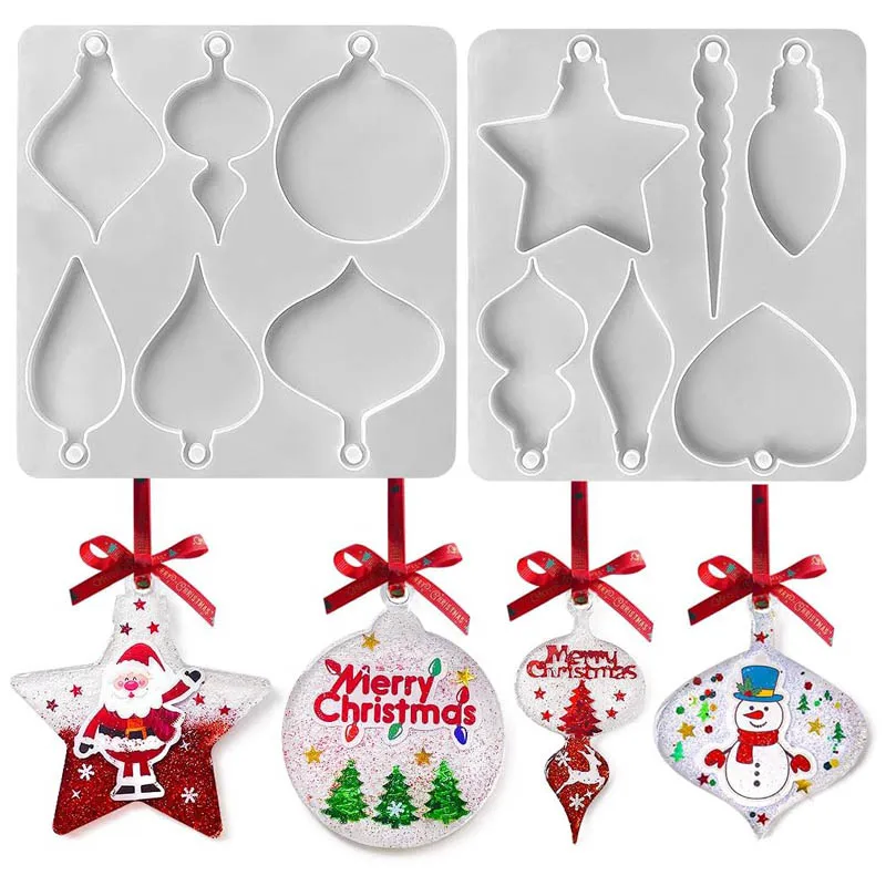 Christmas Ornaments Silicone Molds for Epoxy Resin Christmas Pendant Molds DIY Resin Crafts Jewelry Keychain Xmas Decor Gift