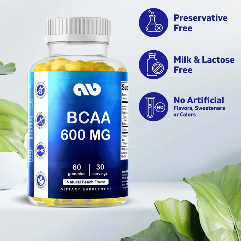 Vitamin Bcaa Gummis-verzweigt kettige Aminosäure präparate-Pfirsich geschmack-600mg pro Portion-60 vegetarische Gummis