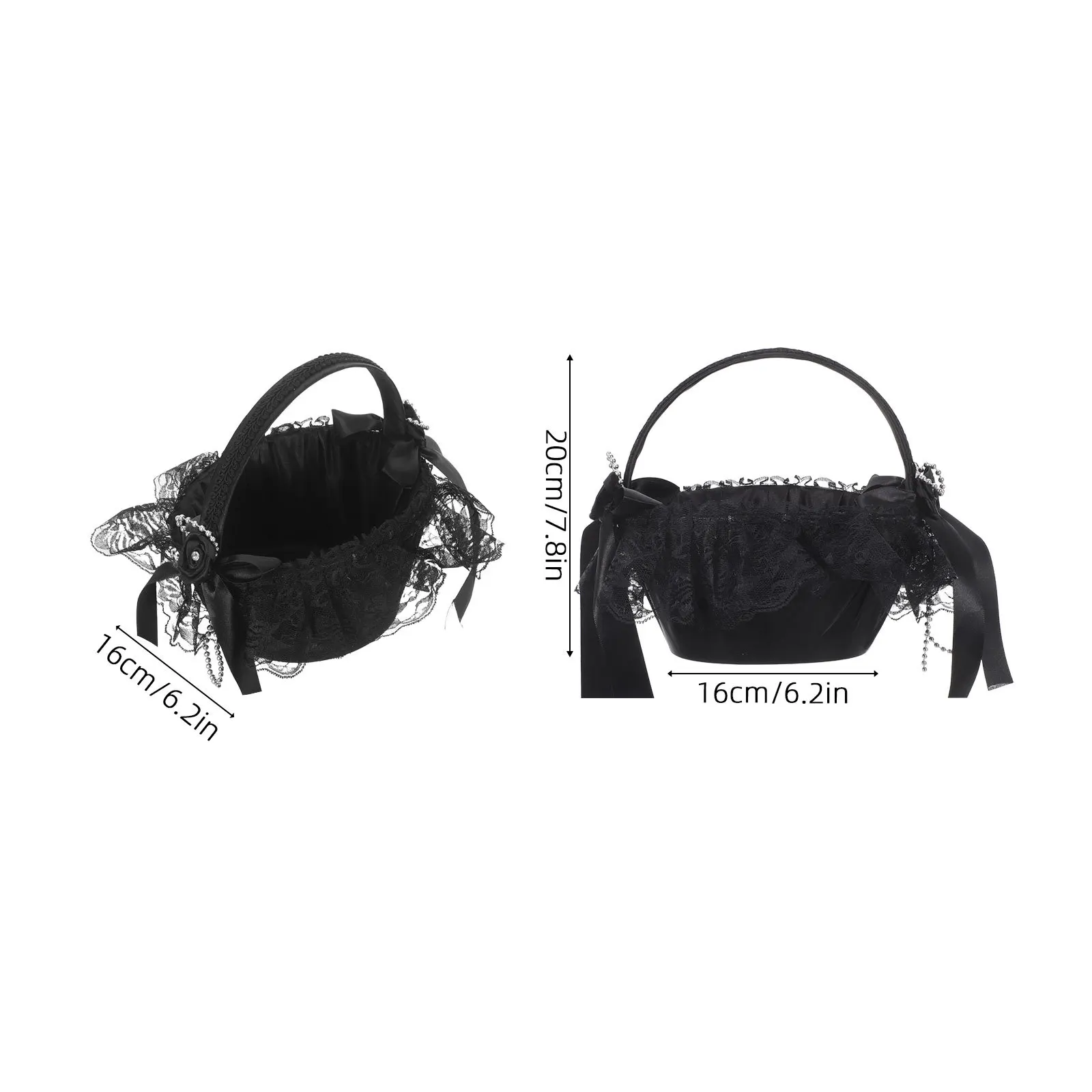 سلة زهور الزفاف، حامل بتلات مصنوع يدويًا باللون الأسود خفيف الوزن لحفلات الزفاف، قصاصات رمي صغيرة محمولة