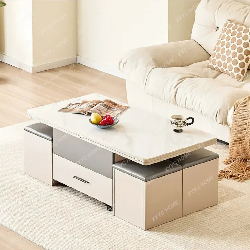 XXDesign Coffee Tables Multifunctional Storage Adjustable Modern Coffee Tables Vintage Japanese Couchtisch Living Room Furniture