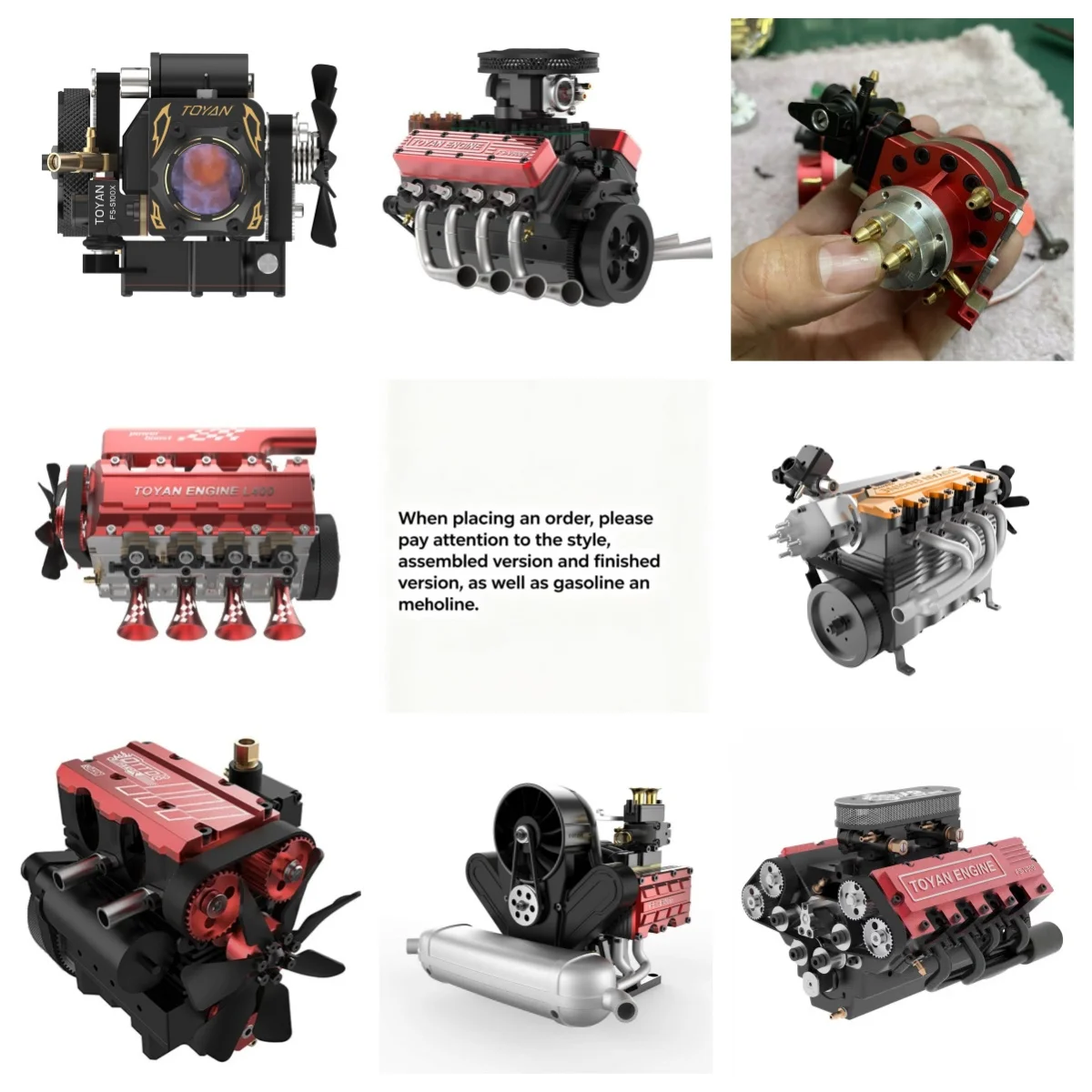 TOYAN L100, L200, L400 V8 engines, RC power, multiple styles. Please pay attention to the specific version and fuel type