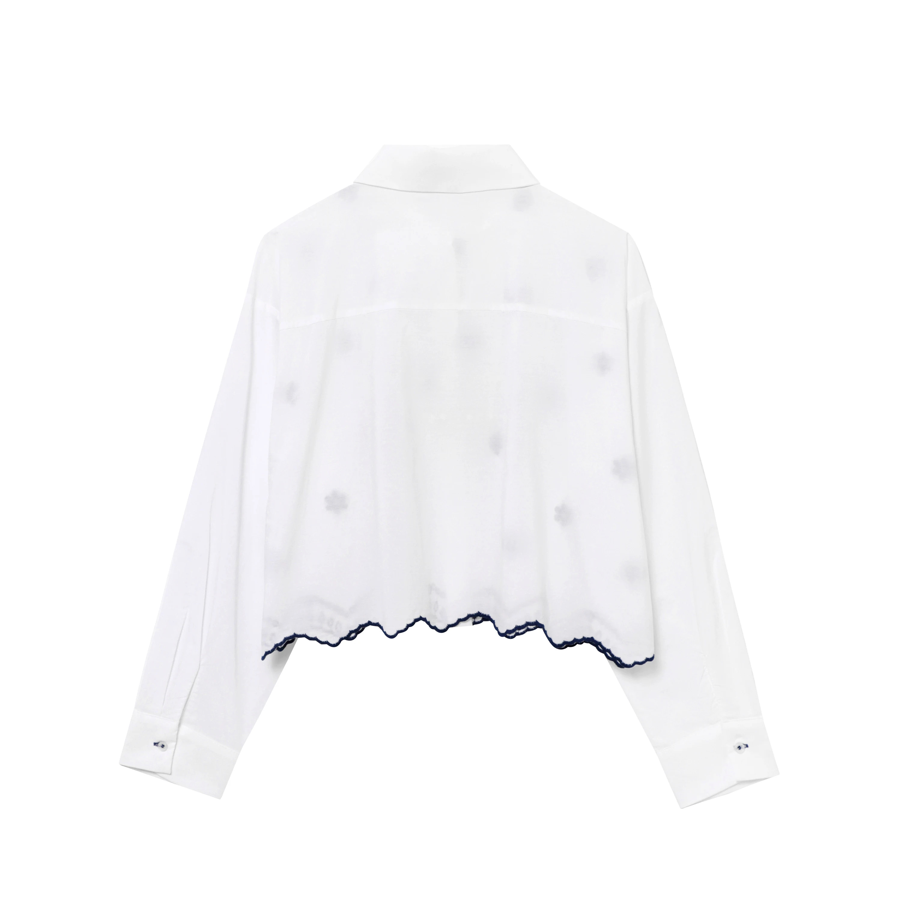 

ZBZA Spring New Women's Faion Design Embroidered Flower irt Casual Sle Long Sve Polyester Fiber Straight Cut irt