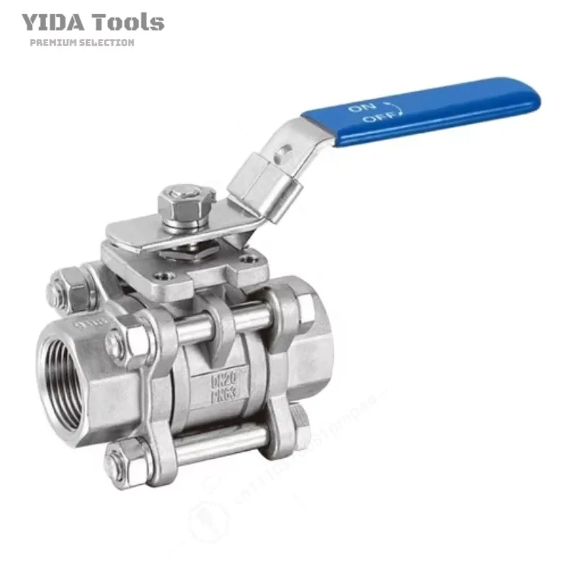 YIDA 304 316L Stainless Steel Three-Piece Ball Valve Q61F-16P Weld Threaded Connection PN16 Water System