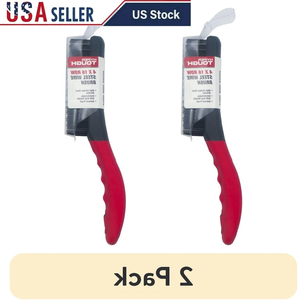 

2 упаковки, 4x16 рядов, проволочная щетка из углеродистой стали, сверхмощный инструмент для очистки, эргономичная ручка, удаление оксида ржавчины и краски