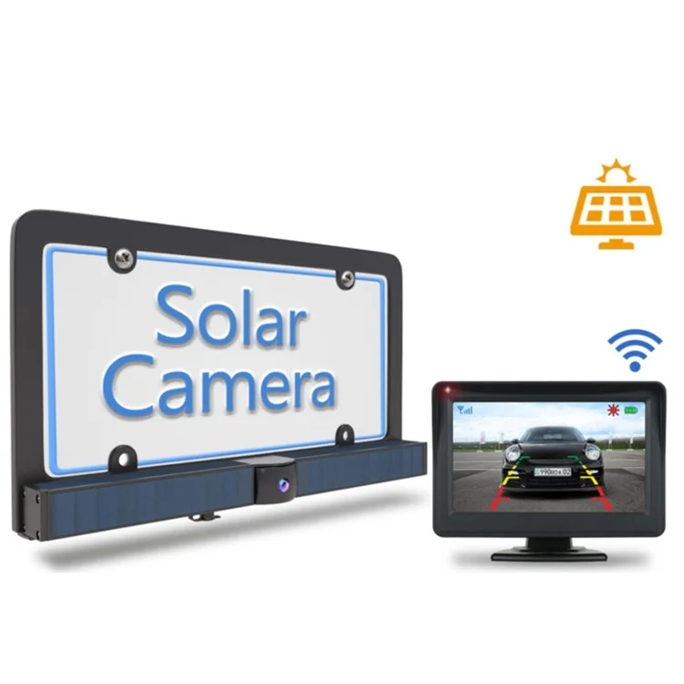 YYHC-Solar Powered wireless car backup Camera Digital License Plate Frame Car Truck  Rearview reversing aid