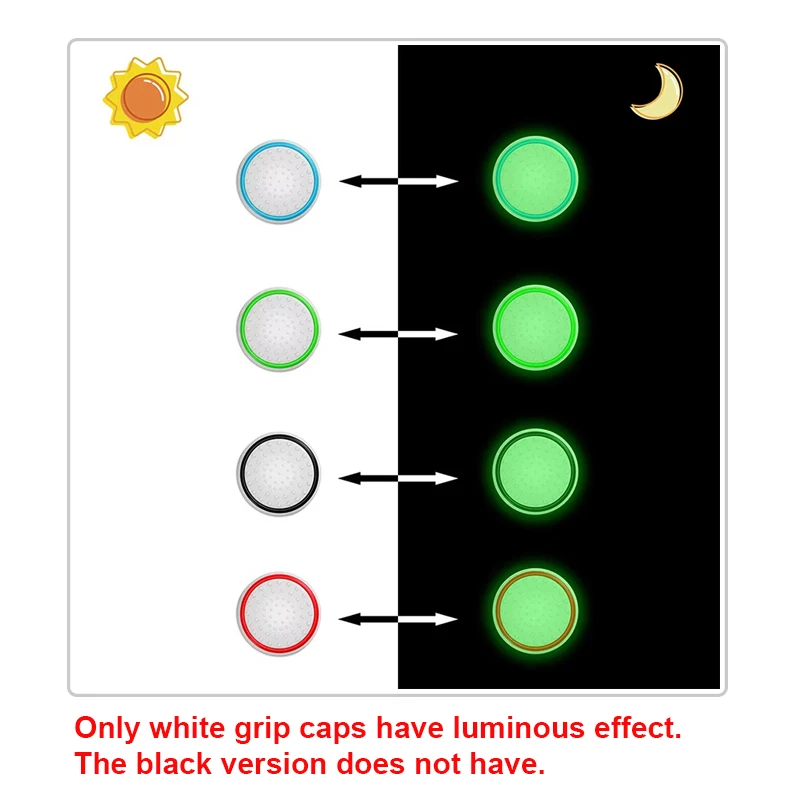 20PCS Thumb Stick Grip Caps Cover for Switch2 PS5 PS4 PS3 Xbox 360 One Series X S Silicone Luminous Joystick Grips Accessories