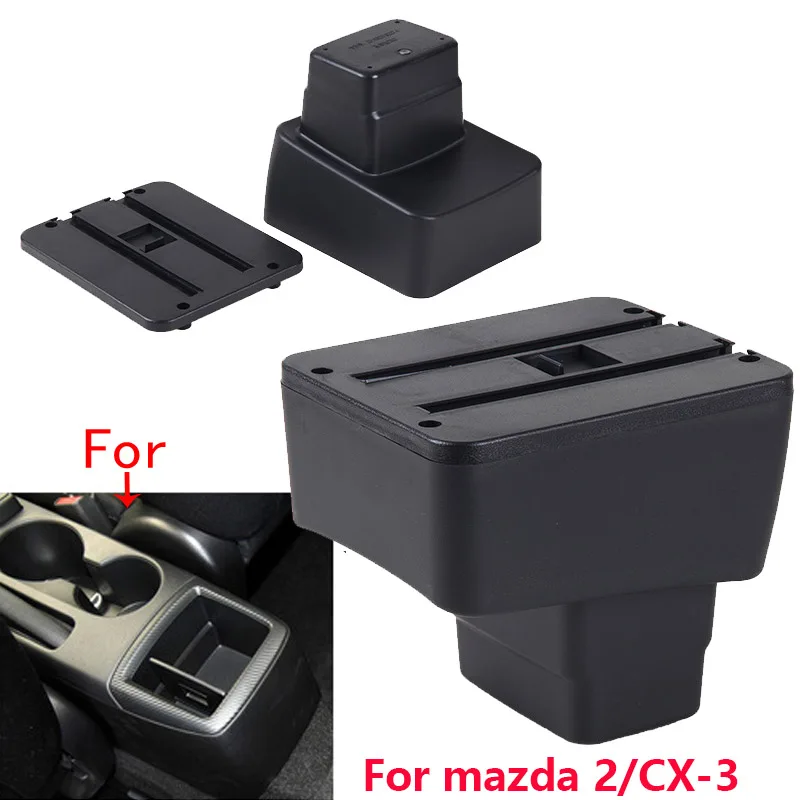 For MAZDA CX-3 Armrest For Mazda 2 Skyactiv Version cx3 Car Armrest Box Storage Box Retrofit Car Accessorie Interior Details USB