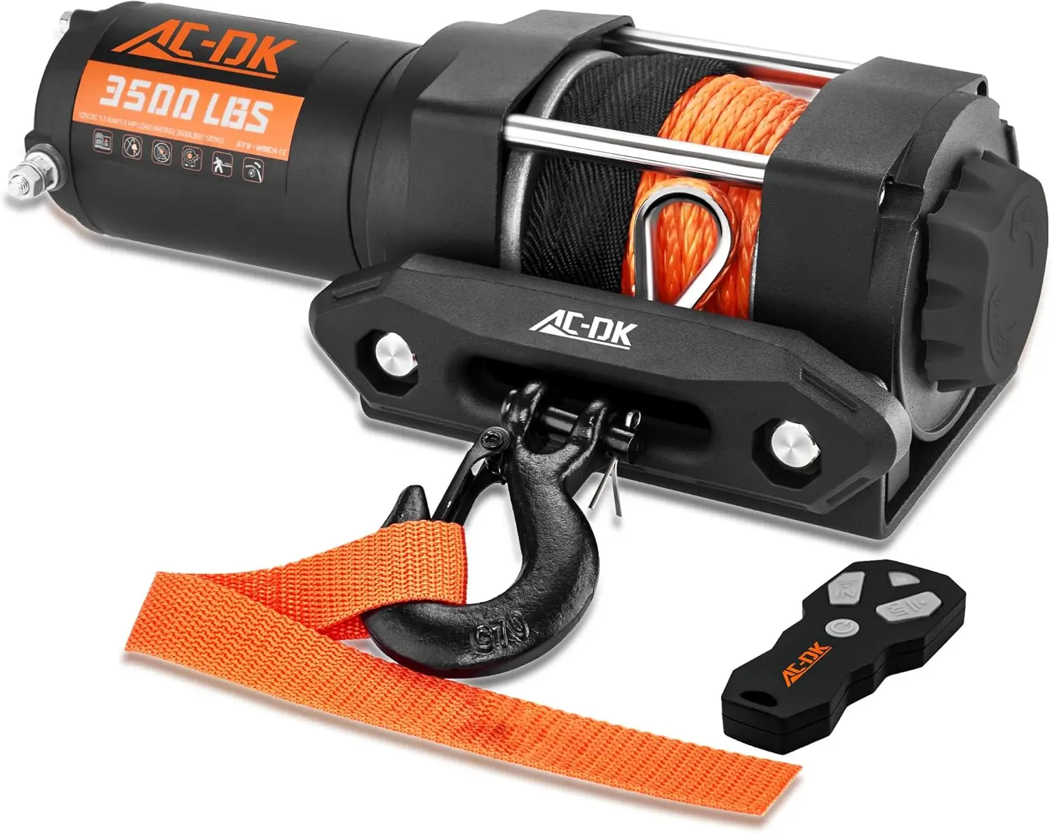 

3500 lb ATV UTV Winch Synthetic Rope Kits 12V Winch with Wireless Remote for Off Road Trailer Boat RV Towing Winches