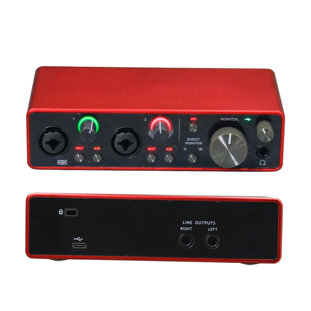 Scarlett Gravação Profissional Audio Interface, placa de som atualizada com Mic Preamp, 3rd Gen, USB, Novo