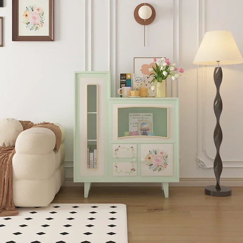 A  Dopamine pink drawer storage cabinet living room storage cabinet