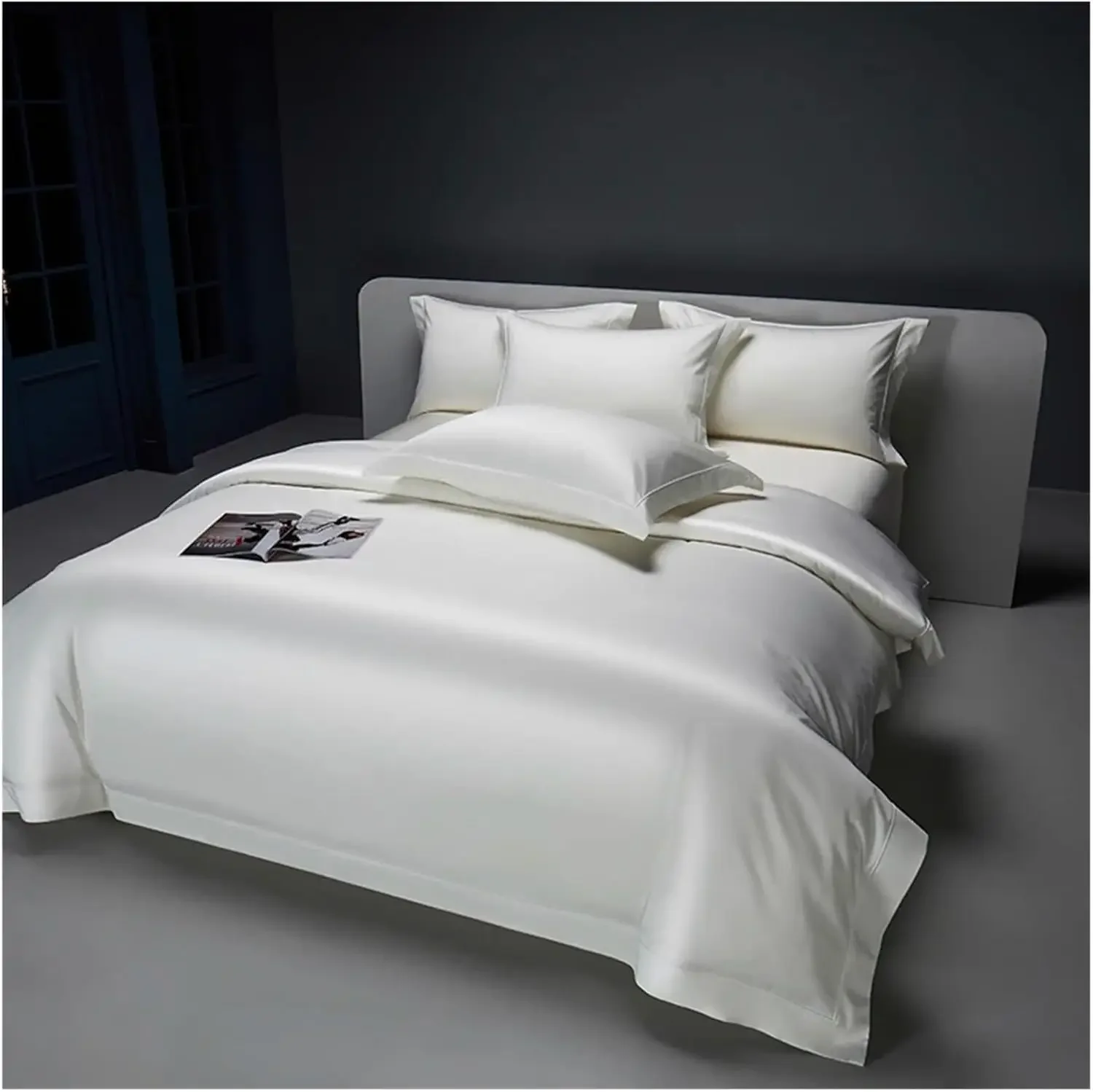 Bed, Glossy 1200TC Egyptian Cotton Hotel Style Bedding Set Queen King Duvet Cover Set Flat/Fitted Bed Sheet Pillowcases