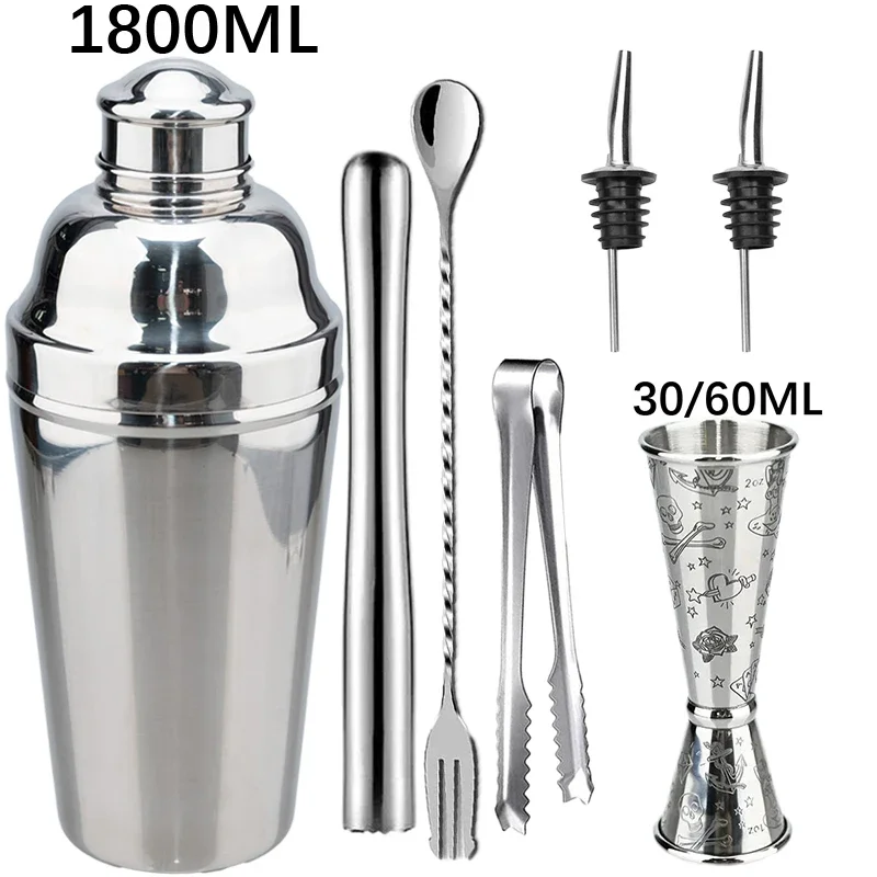 

2025 New Cocktail Shaker Set Stainless Steel Bartender Kit Cocktail Mixer Wine Martini Shaker Party Bar Tools