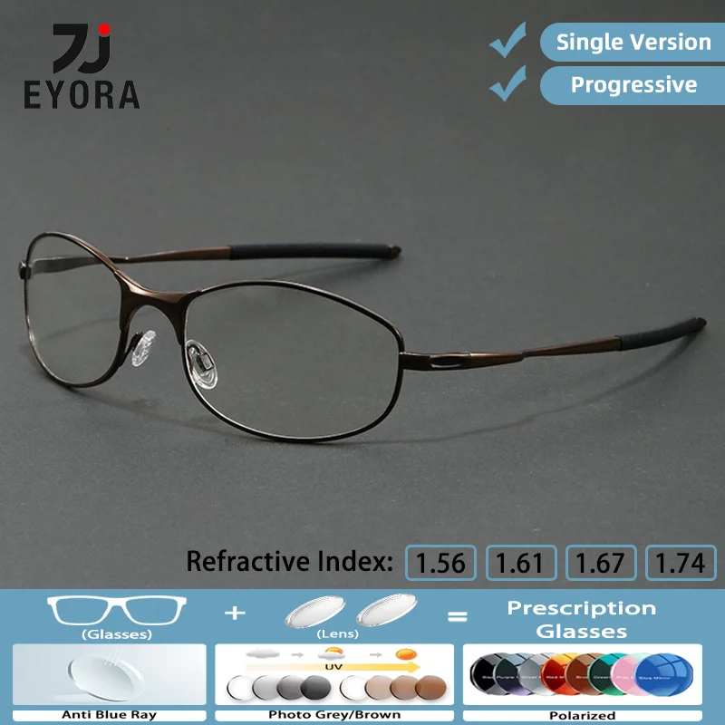 EYORA Exquisite Retro Oval Alloy Reading Glasses for Men Anti Blue Light/Photochromic Intelligent Progressive Multifocal Lenses
