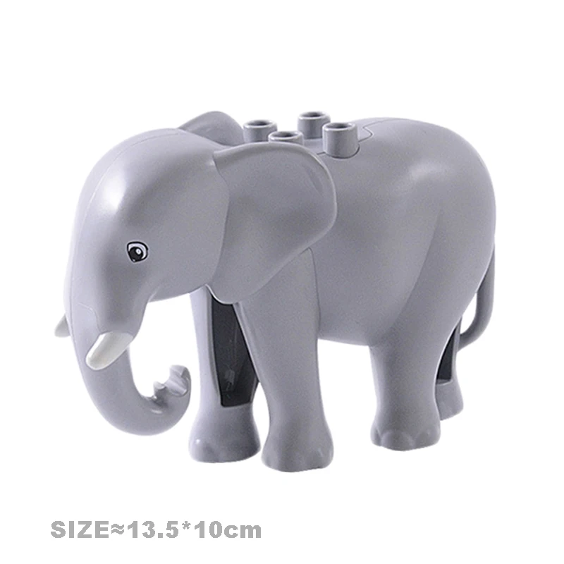 Big Building Blocks Animal Accessory Parts Assemble Bricks Zoo Lion Bear Tiger Elephant Panda Educational Toys for Children Gift
