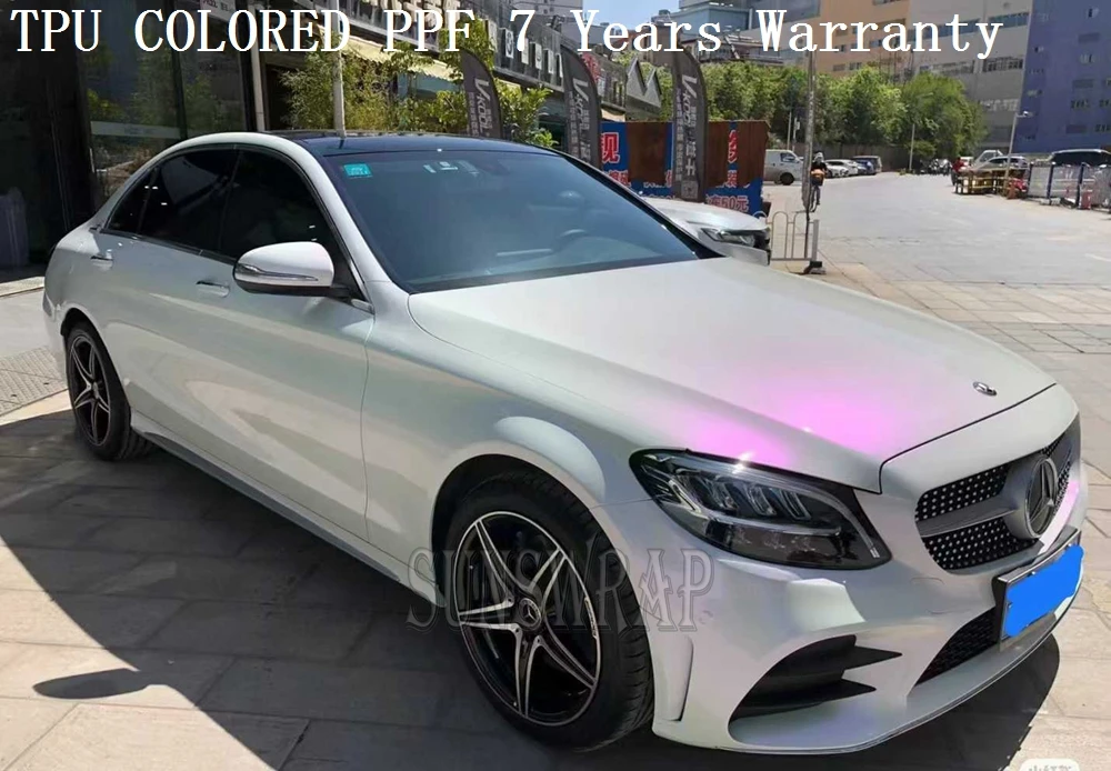 

High Gloss Royal Pearl White to Purple Color Shift TPU PPF Film Self-Healing Protective Film for Luxury & VIP Cars 5x52ft/roll