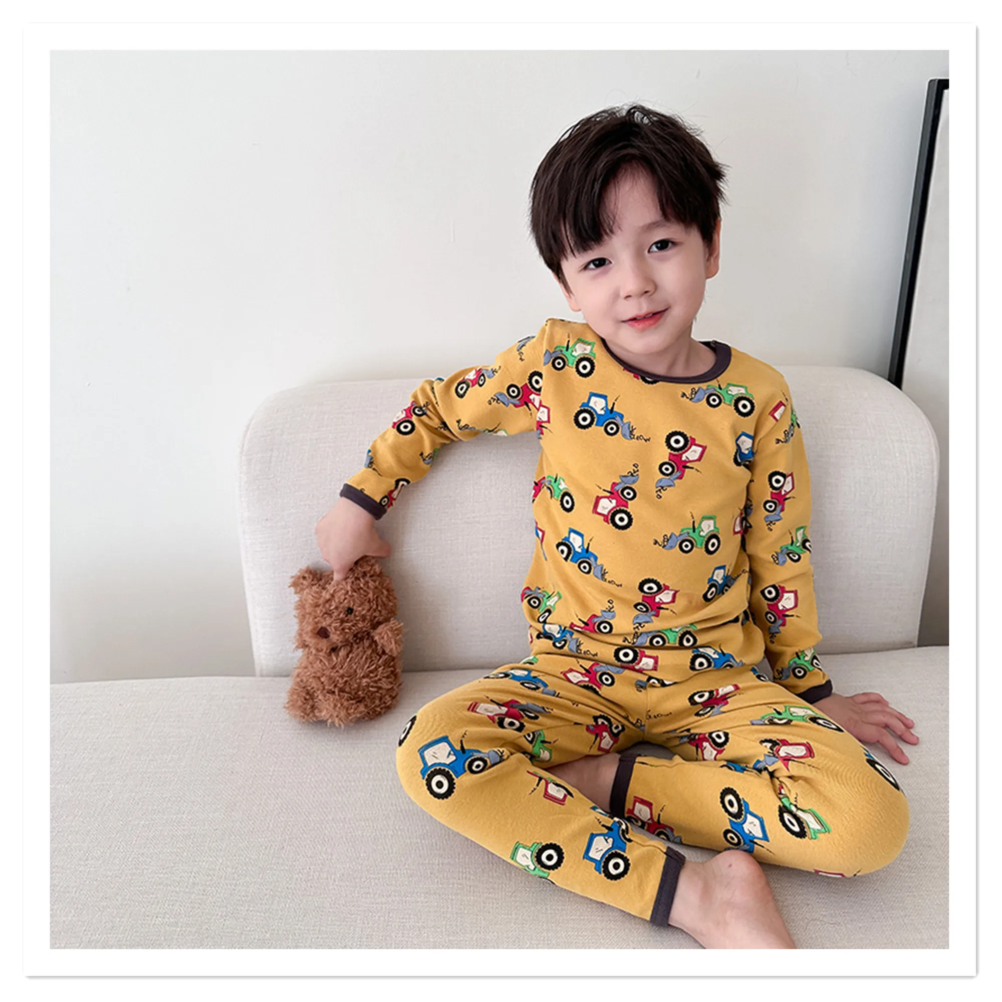 Children\'s Class A autumn and winter pajamas, boys and girls\' wool stretcher home clothing, baby, small and large children\'s car