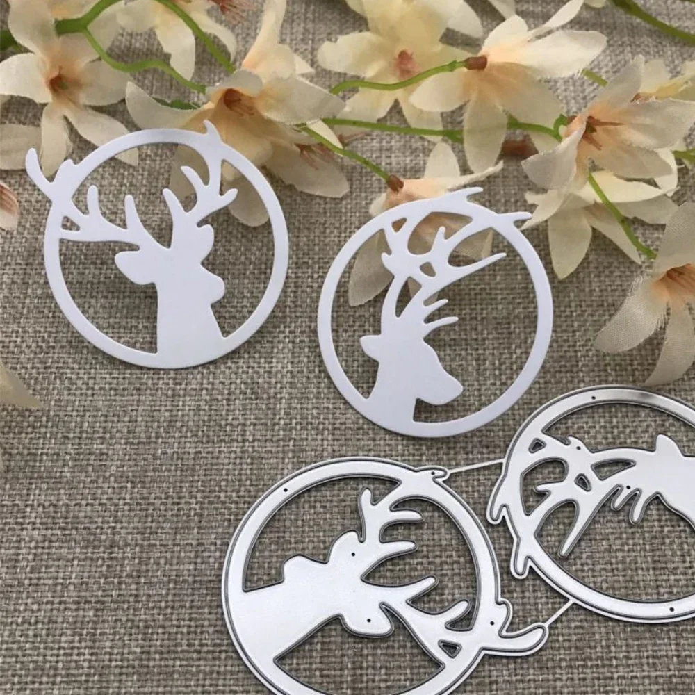 Christmas deer circle frame Metal Cutting Dies Stencils Die Cut for DIY Scrapbooking Album Paper Card Embossing