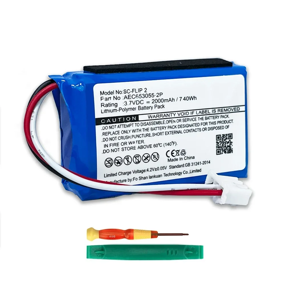 3.7V AEC 653055 Baterai Pengganti -2P untuk Speaker Bluetooth JBL Flip 2 2013 Flip II Periksa Konektor Adalah 3 Kabel