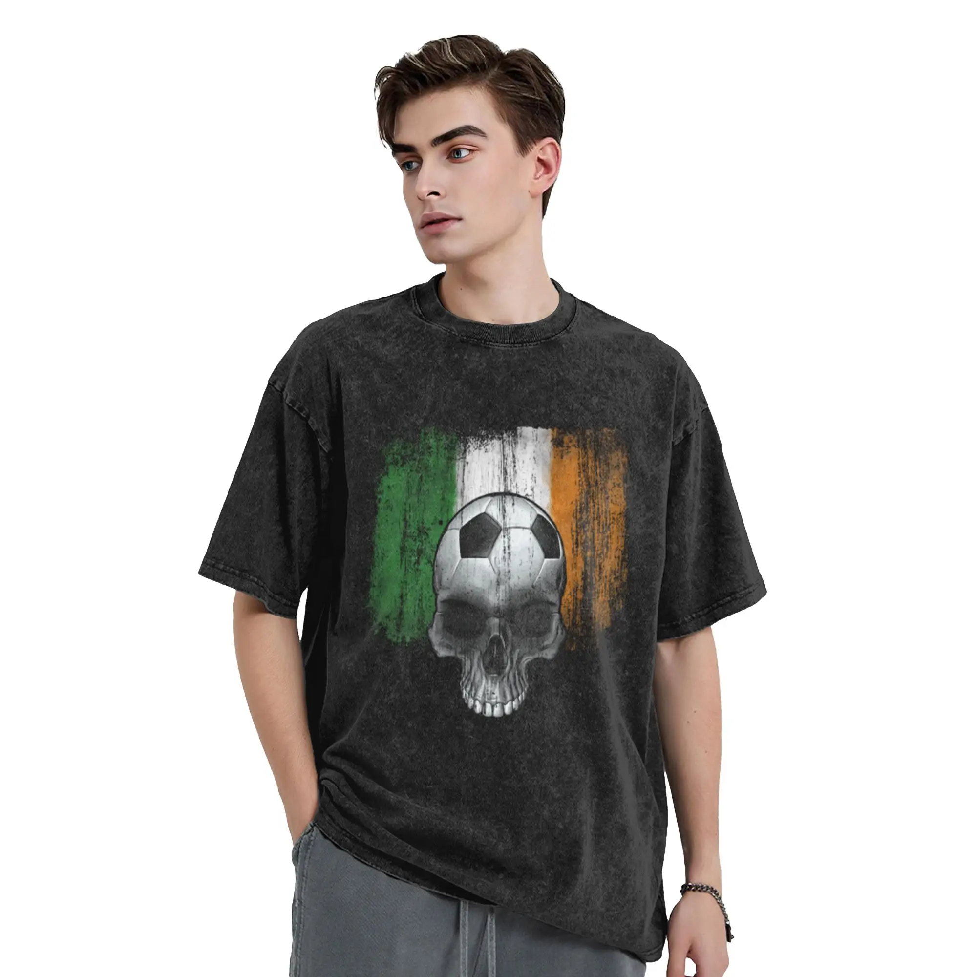 irish soccer skull Classic Cool A T-Shirt Oversized Short Sleeve Men's Women's Cotton Tees Tops