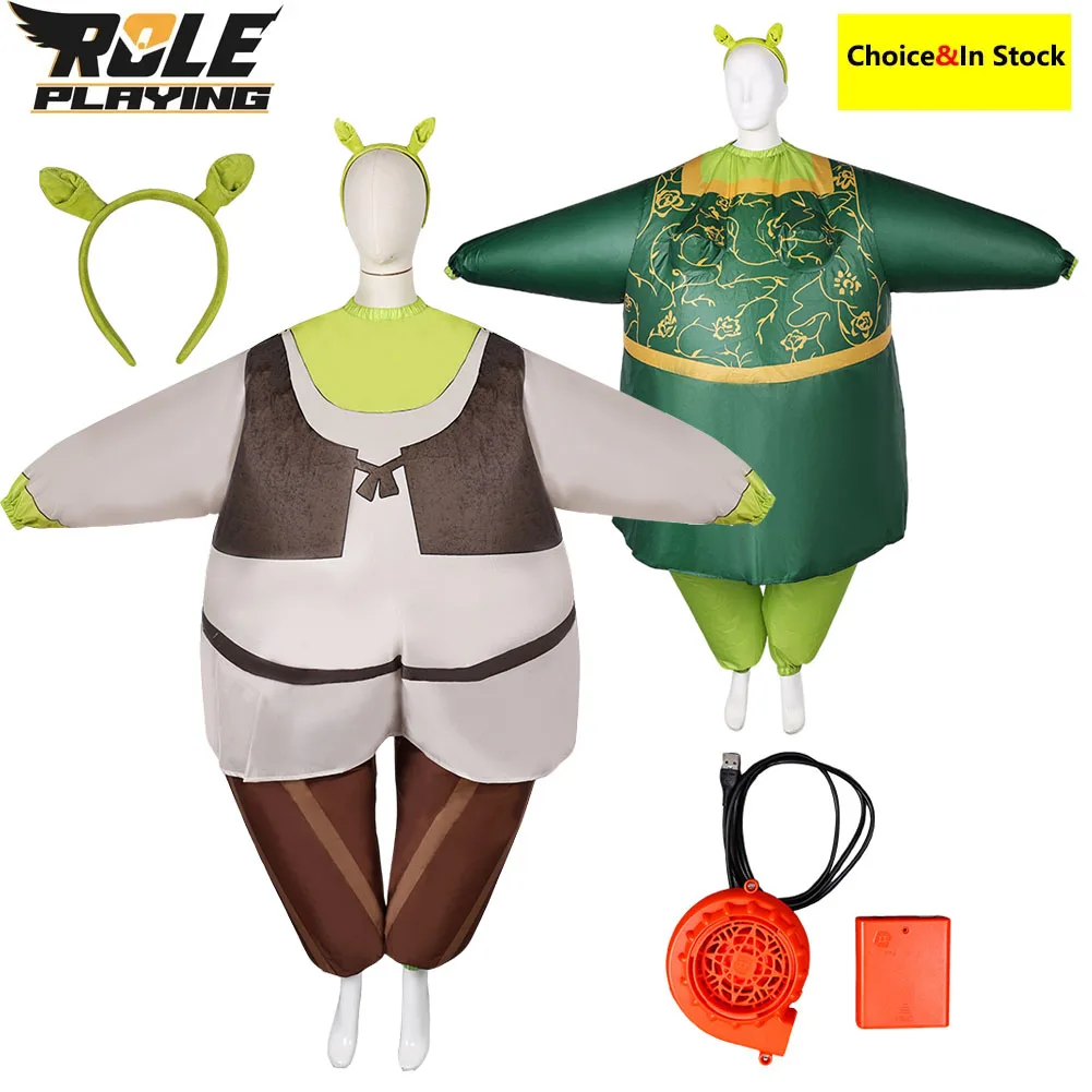 

Шрек, надувной костюм для косплея, Монстр Фиона, ролевая повязка для волос, надувной насос, сценические наряды, карнавальный костюм на Хэллоуин